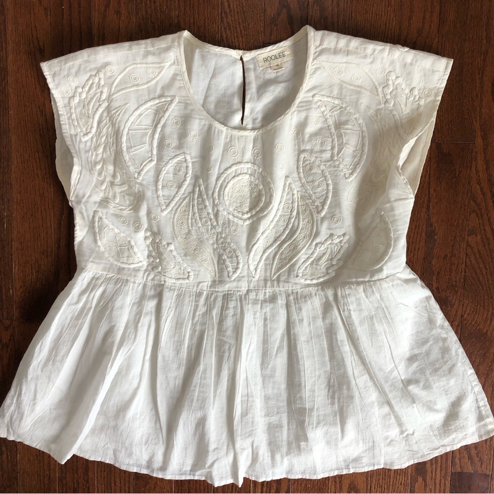 Roolee White Cotton Blouse Top M